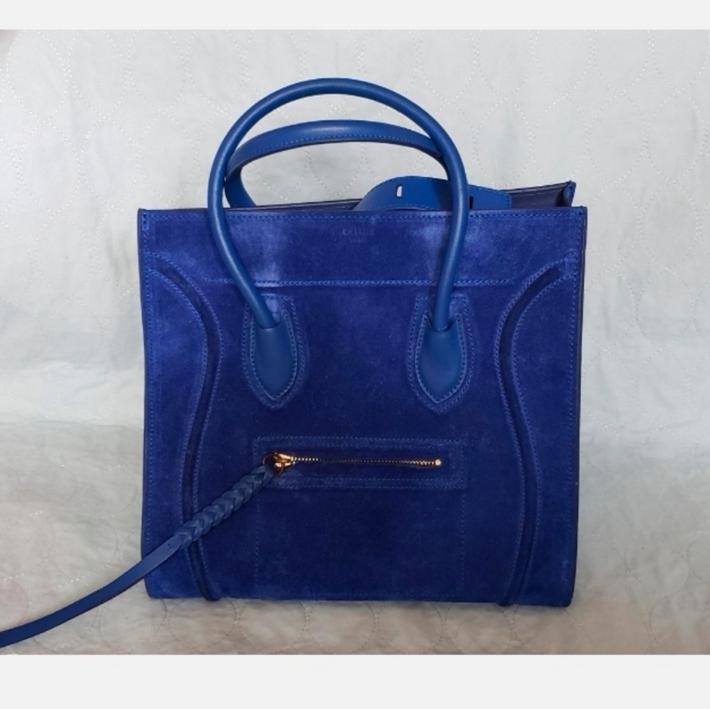 Blue suede leather bag